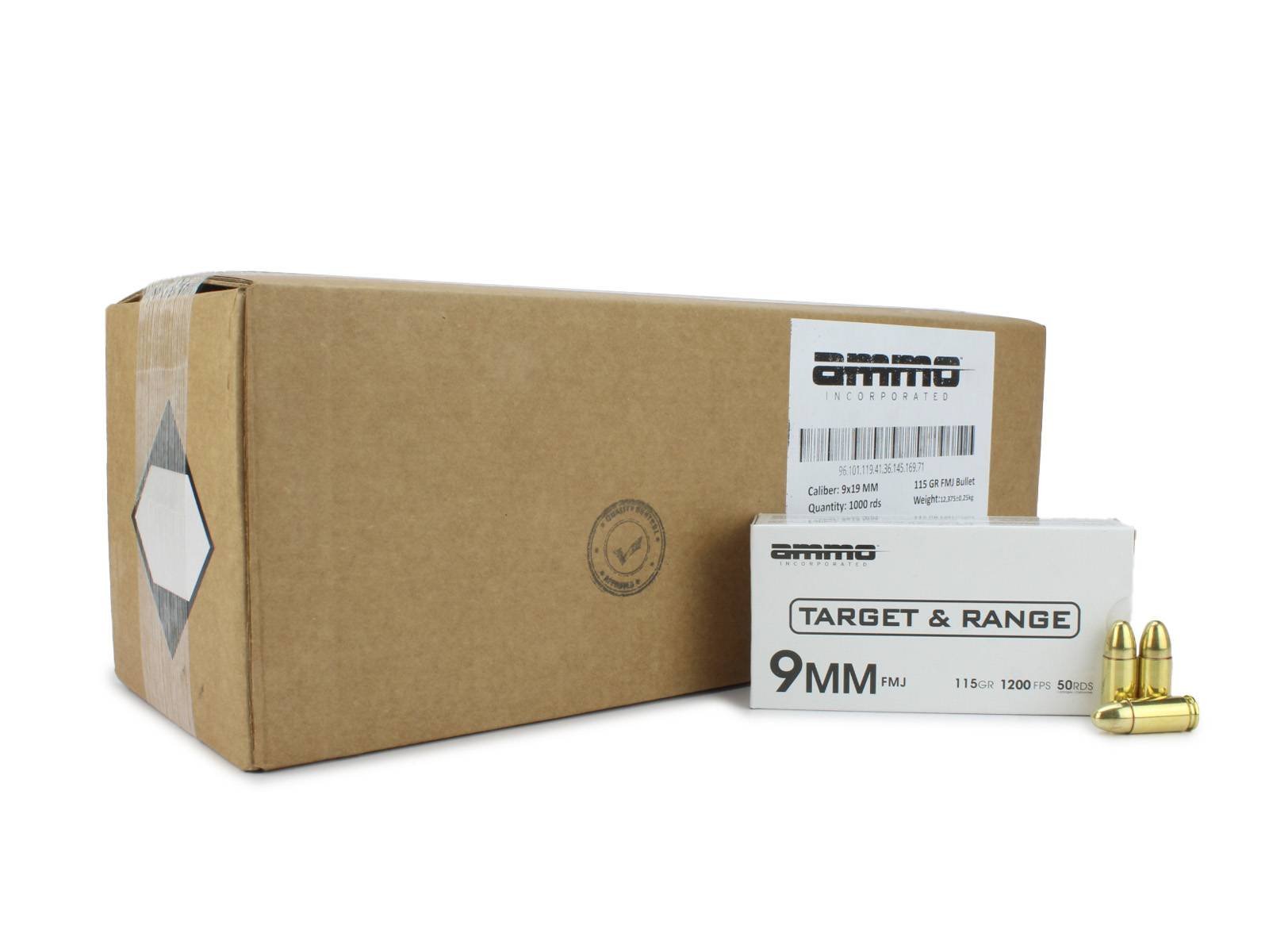 Ammo Inc 9mm Full Metal Jacket Case
