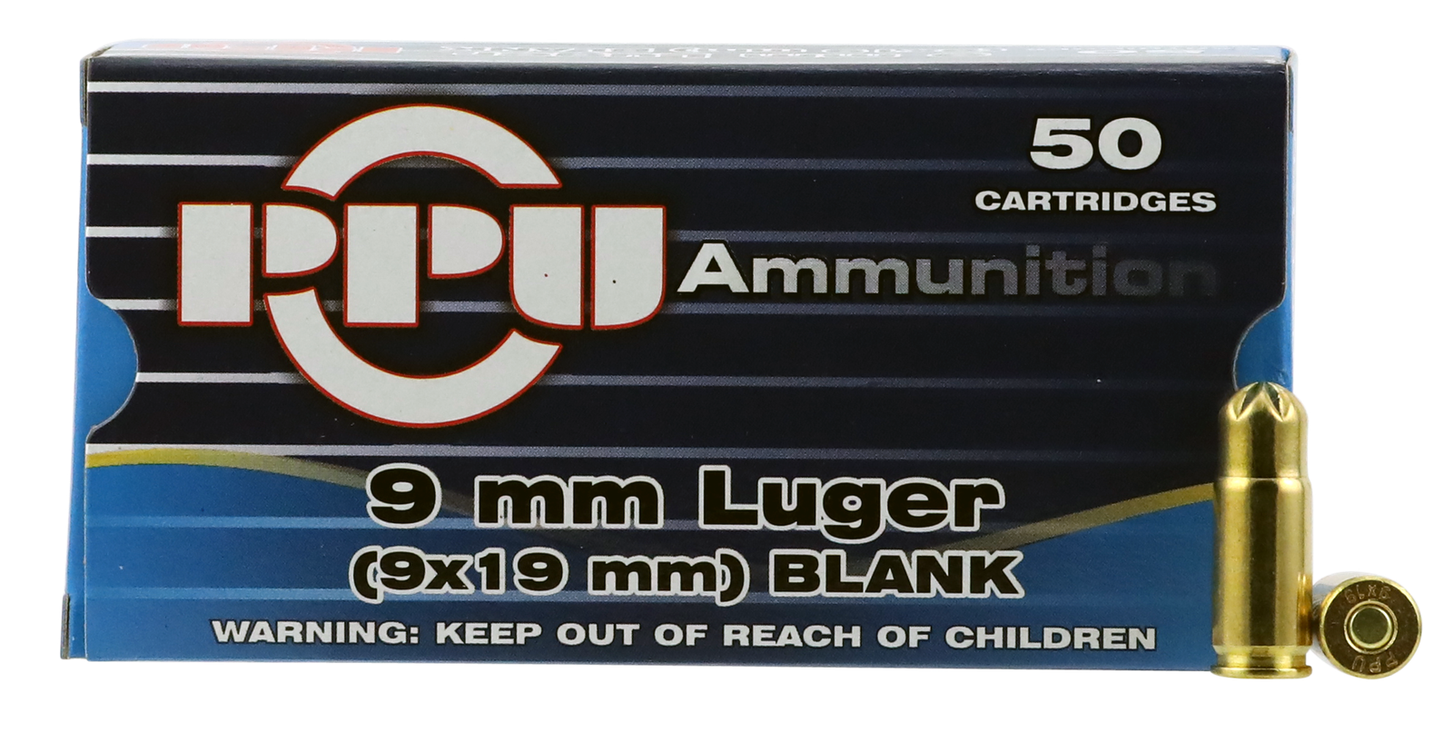 PPU 9mm Luger Blank Ammunition (50 Rounds)