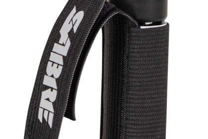 Sabre P22J jogger pepper spray with adjustable hand strap, used for beginner training drills