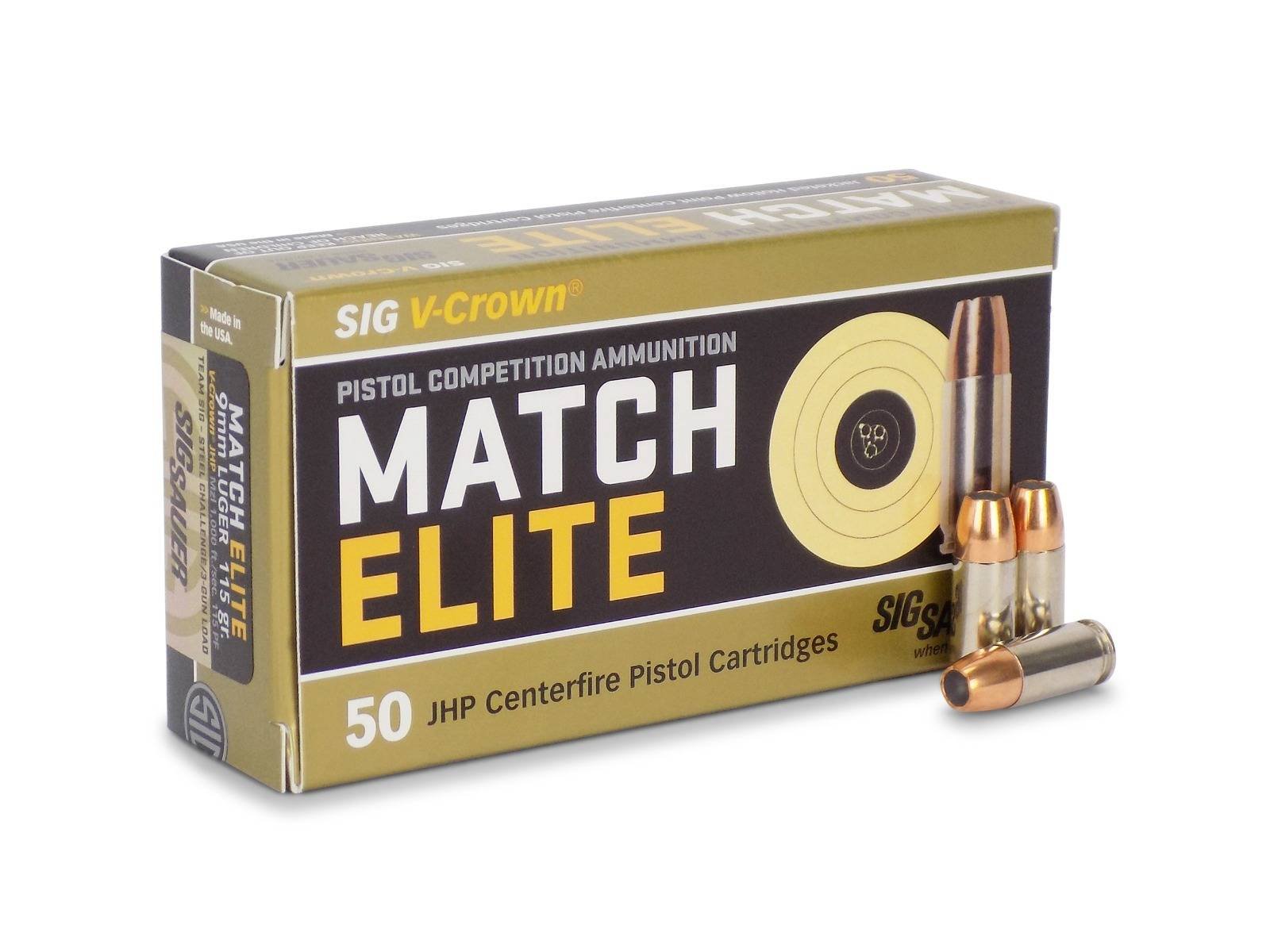 Sig Sauer Match Elite 9mm JHP Ammunition