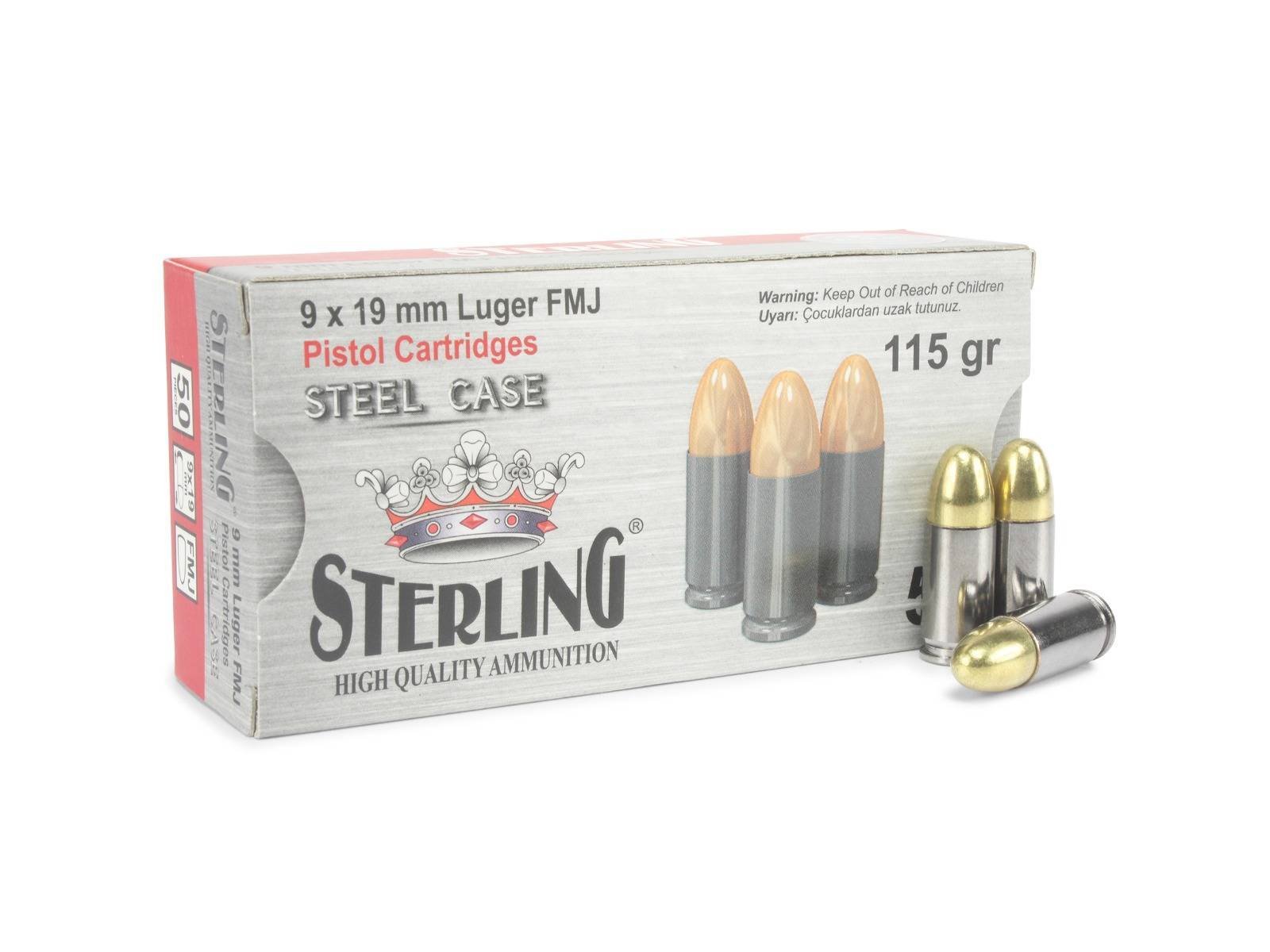 Sterling 9mm 115 Gr FMJ Ammo