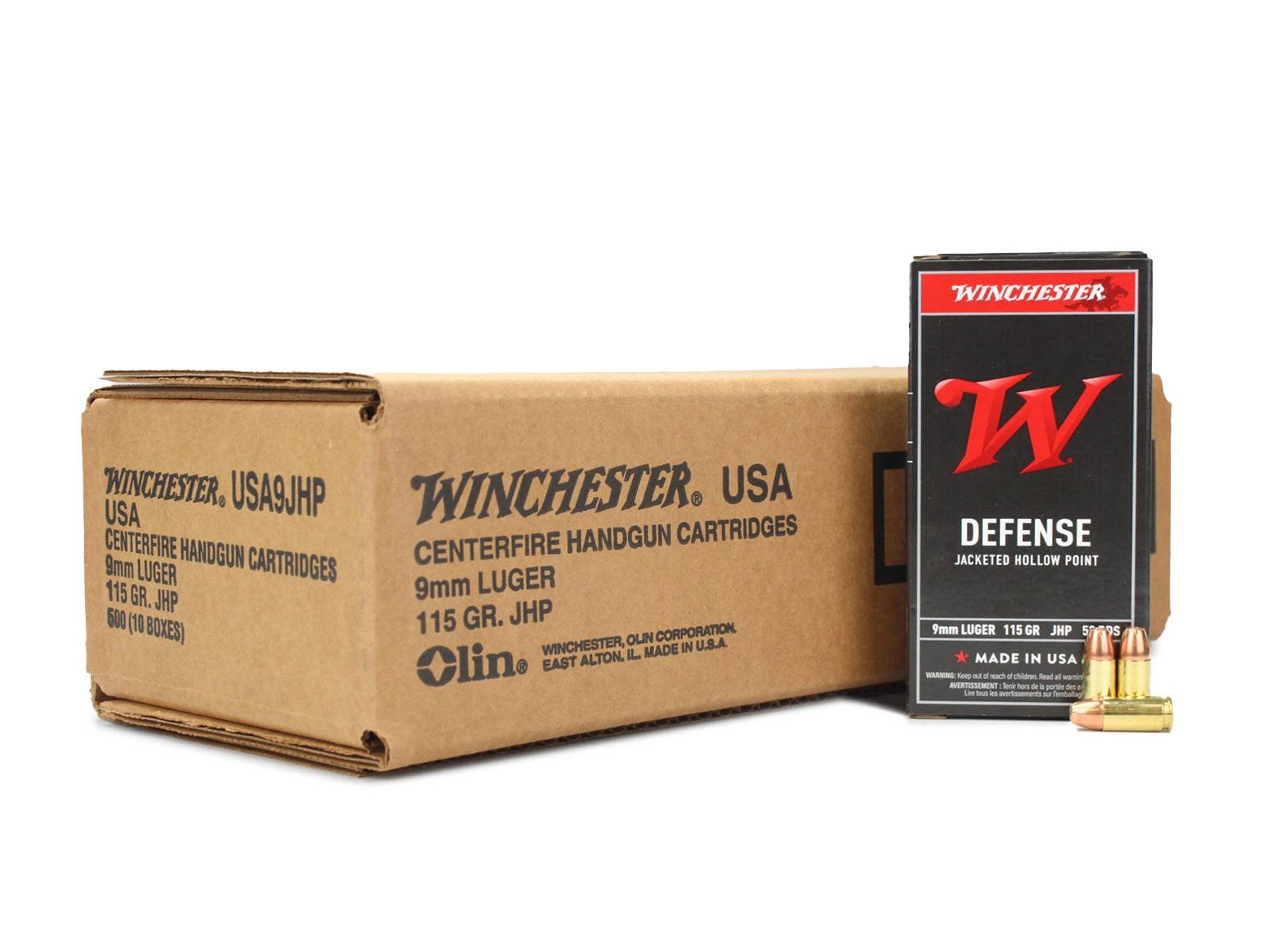 Winchester Defense 9mm JHP Ammunition