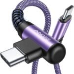 braided purple usb c to usb c charging cable with magnetic connector looped