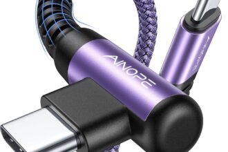 braided purple usb c to usb c charging cable with magnetic connector looped