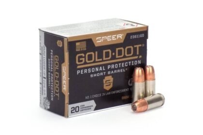 Speer Gold Dot Short Barrel 9mm 124 grain +P, our top pick for a reduced barrel length