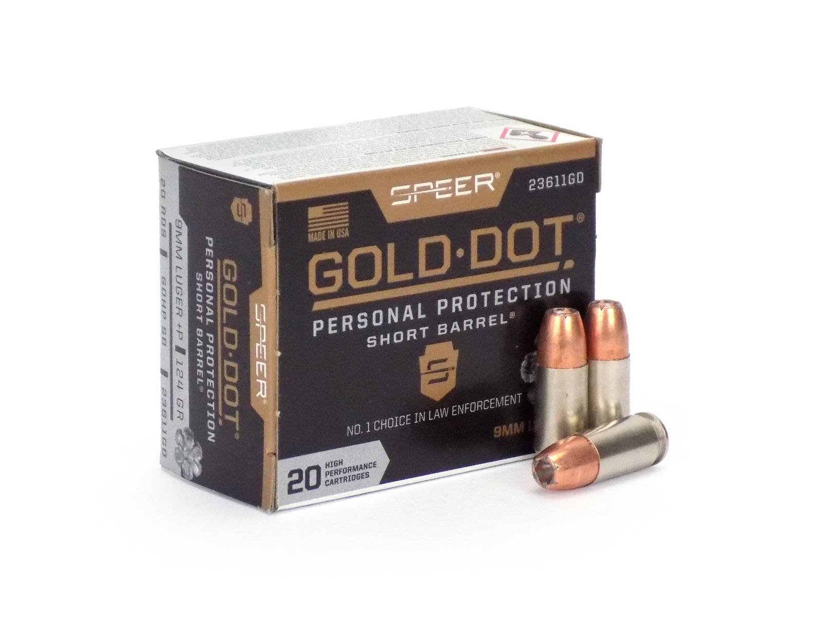 speer gold dot short barrel 9mm 124 grain +p our top pick for a reduced barrel length