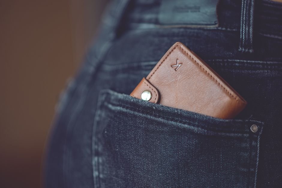 slim wallet carried discreetly in a jeans pocket